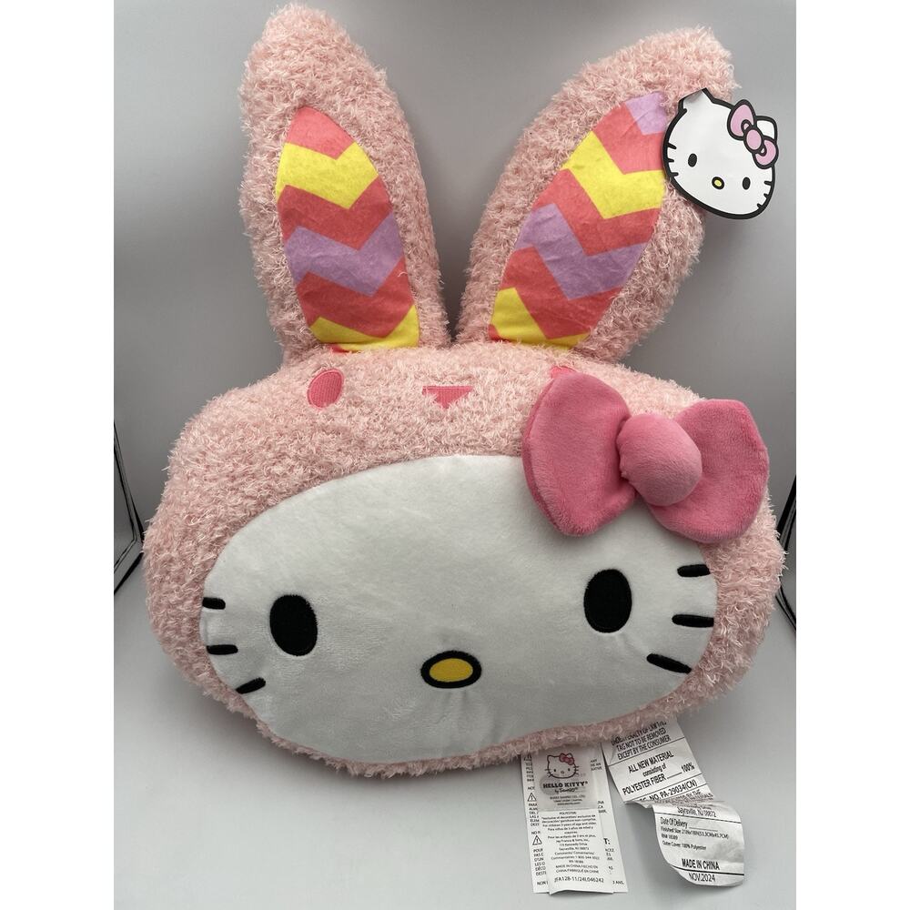 NEW Hello Kitty Extra Soft Large Pastel Easter Bunny Pillow